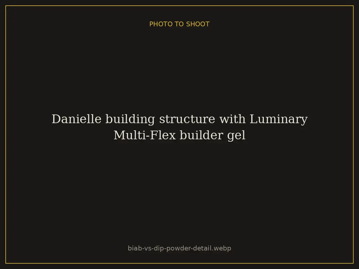 Danielle building structure with Luminary Multi-Flex builder gel at Brazilian Nails By Danielle in Westlake, Ohio