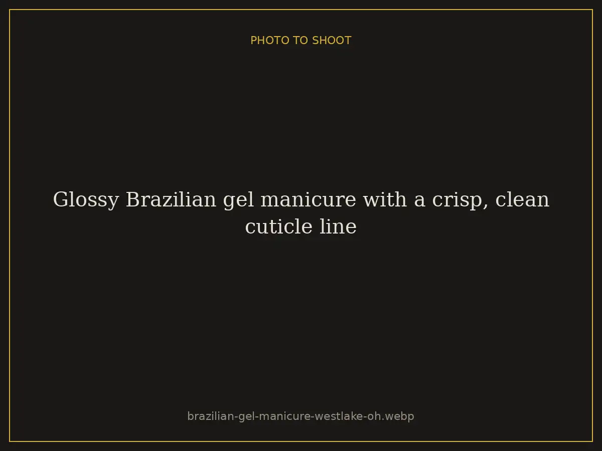 Glossy Brazilian gel manicure with a crisp, clean cuticle line at Brazilian Nails By Danielle in Westlake, Ohio
