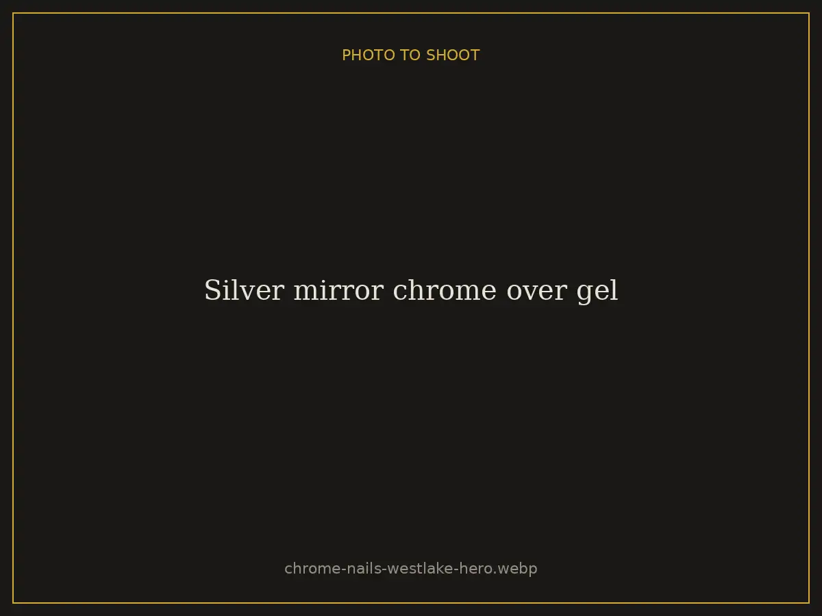 Silver mirror chrome over gel at Brazilian Nails By Danielle in Westlake, Ohio