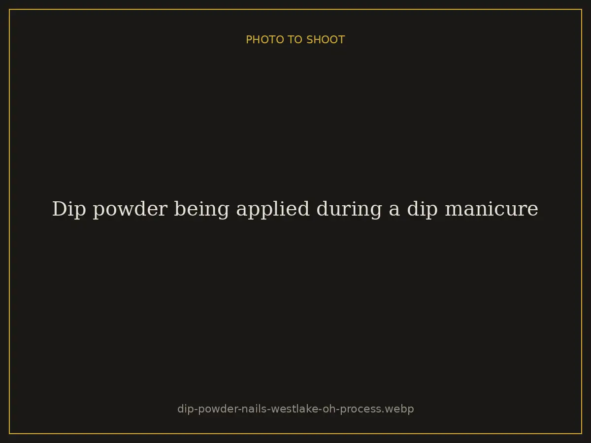Dip powder being applied during a dip manicure at Brazilian Nails By Danielle in Westlake, Ohio