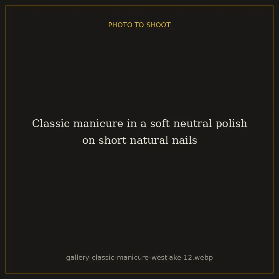 Classic manicure in a soft neutral polish on short natural nails at Brazilian Nails By Danielle in Westlake, Ohio