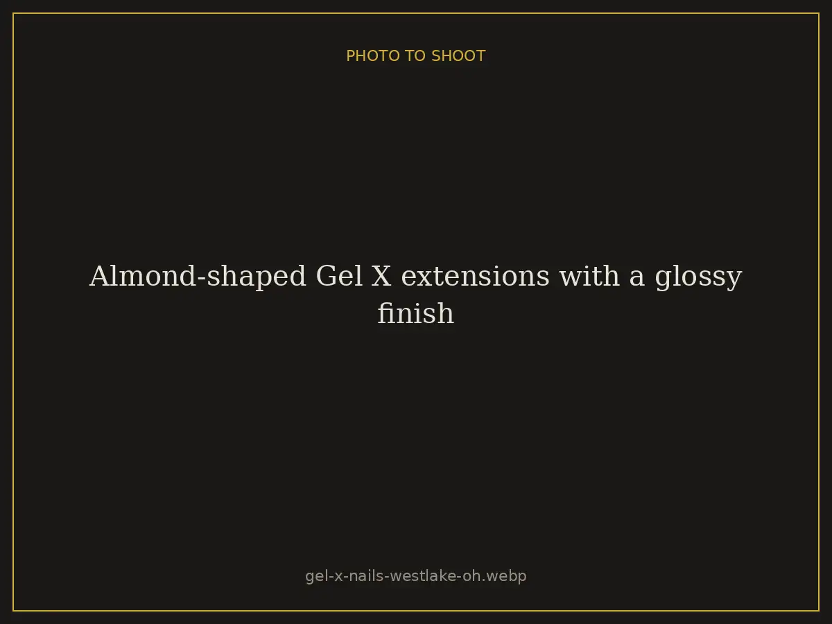Almond-shaped Gel X extensions with a glossy finish at Brazilian Nails By Danielle in Westlake, Ohio