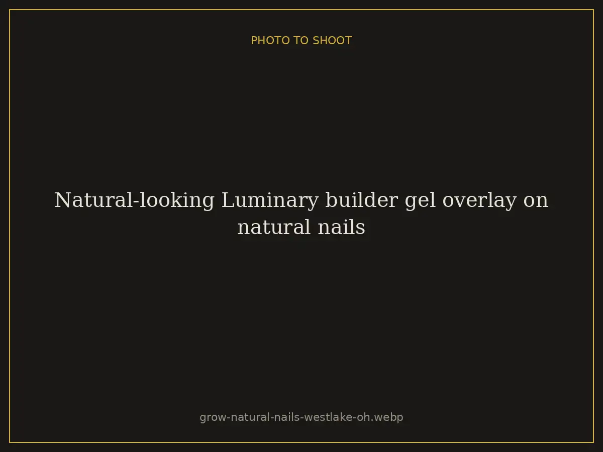 Natural-looking Luminary builder gel overlay on natural nails at Brazilian Nails By Danielle in Westlake, Ohio