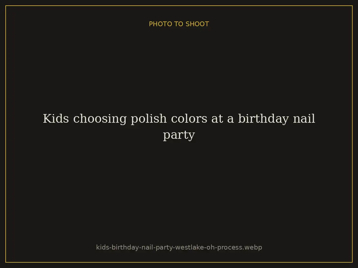Kids choosing polish colors at a birthday nail party at Brazilian Nails By Danielle in Westlake, Ohio