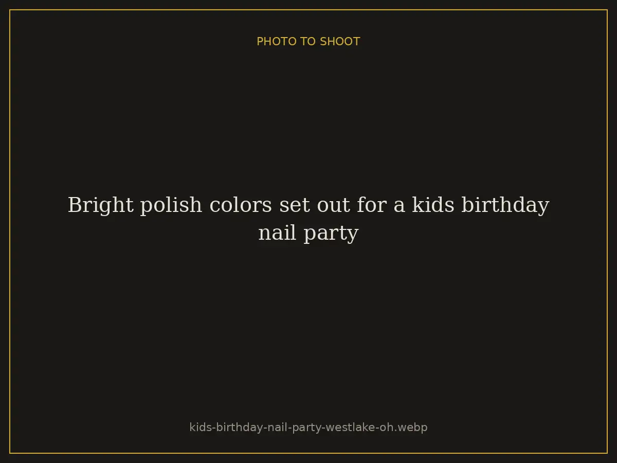 Bright polish colors set out for a kids birthday nail party at Brazilian Nails By Danielle in Westlake, Ohio