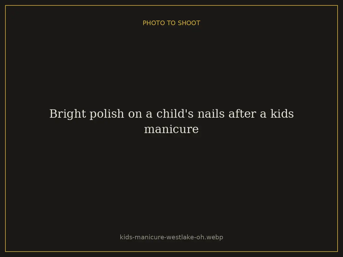 Bright polish on a child's nails after a kids manicure at Brazilian Nails By Danielle in Westlake, Ohio