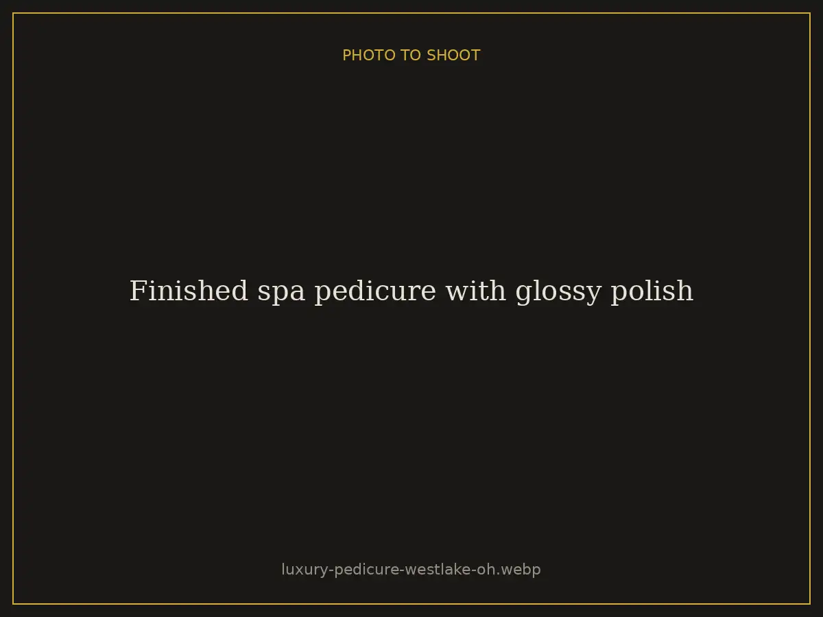 Finished spa pedicure with glossy polish at Brazilian Nails By Danielle in Westlake, Ohio