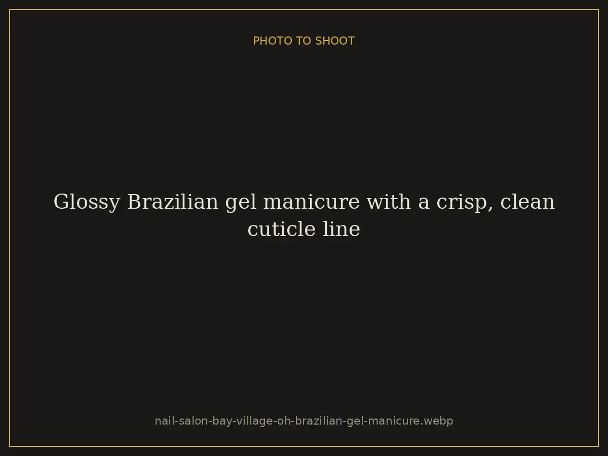 Glossy Brazilian gel manicure with a crisp, clean cuticle line at Brazilian Nails By Danielle in Westlake, Ohio, serving Bay Village