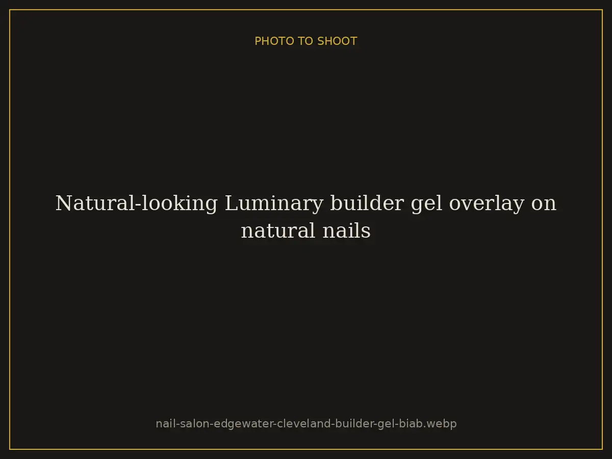 Natural-looking Luminary builder gel overlay on natural nails at Brazilian Nails By Danielle in Westlake, Ohio, serving Edgewater