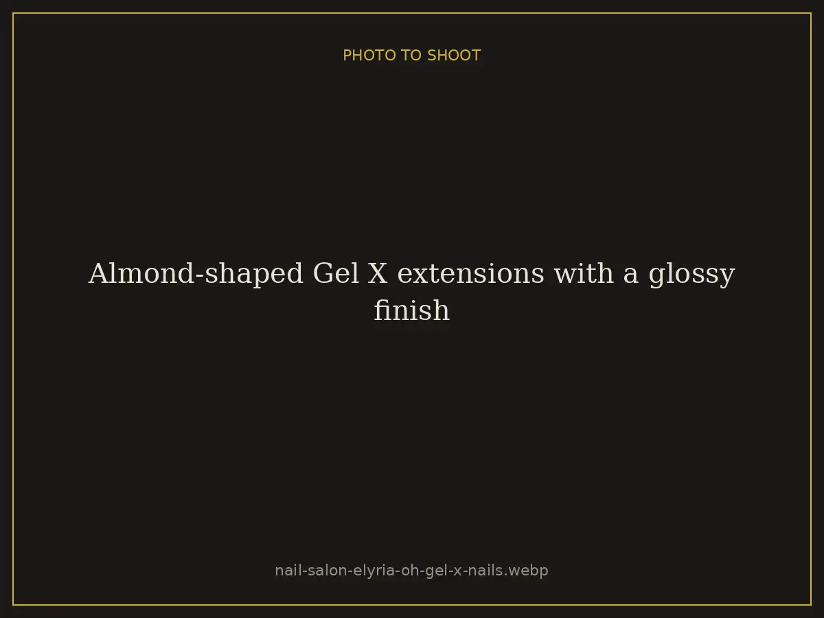 Almond-shaped Gel X extensions with a glossy finish at Brazilian Nails By Danielle in Westlake, Ohio, serving Elyria