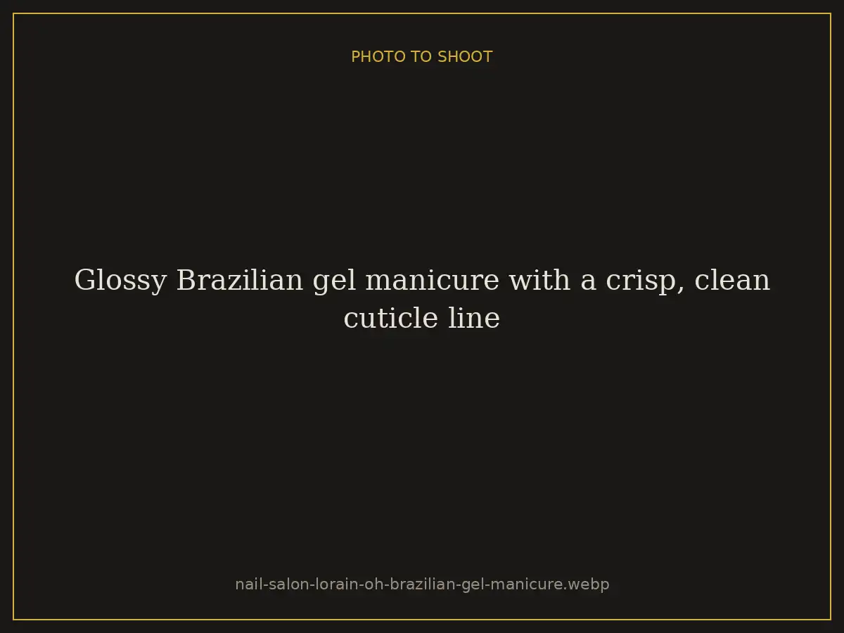 Glossy Brazilian gel manicure with a crisp, clean cuticle line at Brazilian Nails By Danielle in Westlake, Ohio, serving Lorain