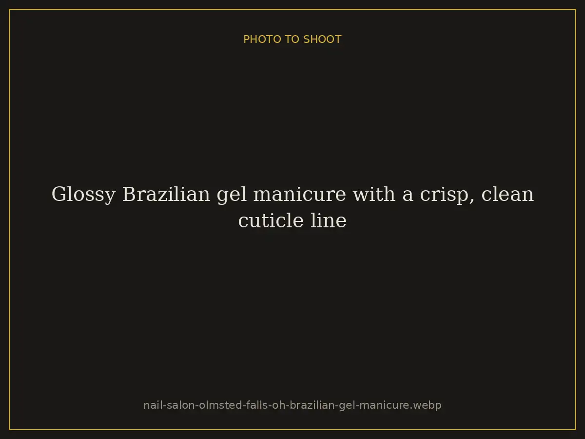 Glossy Brazilian gel manicure with a crisp, clean cuticle line at Brazilian Nails By Danielle in Westlake, Ohio, serving Olmsted Falls
