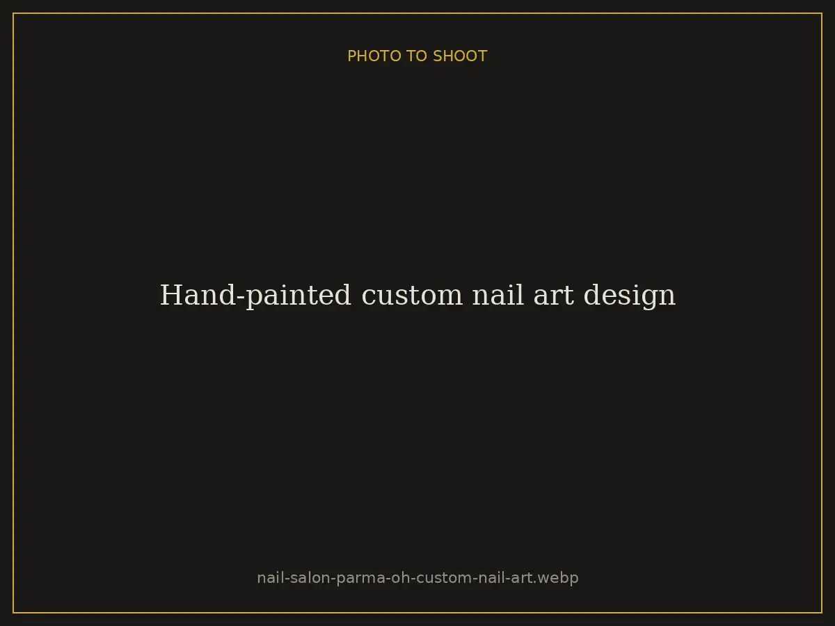 Hand-painted custom nail art design at Brazilian Nails By Danielle in Westlake, Ohio, serving Parma