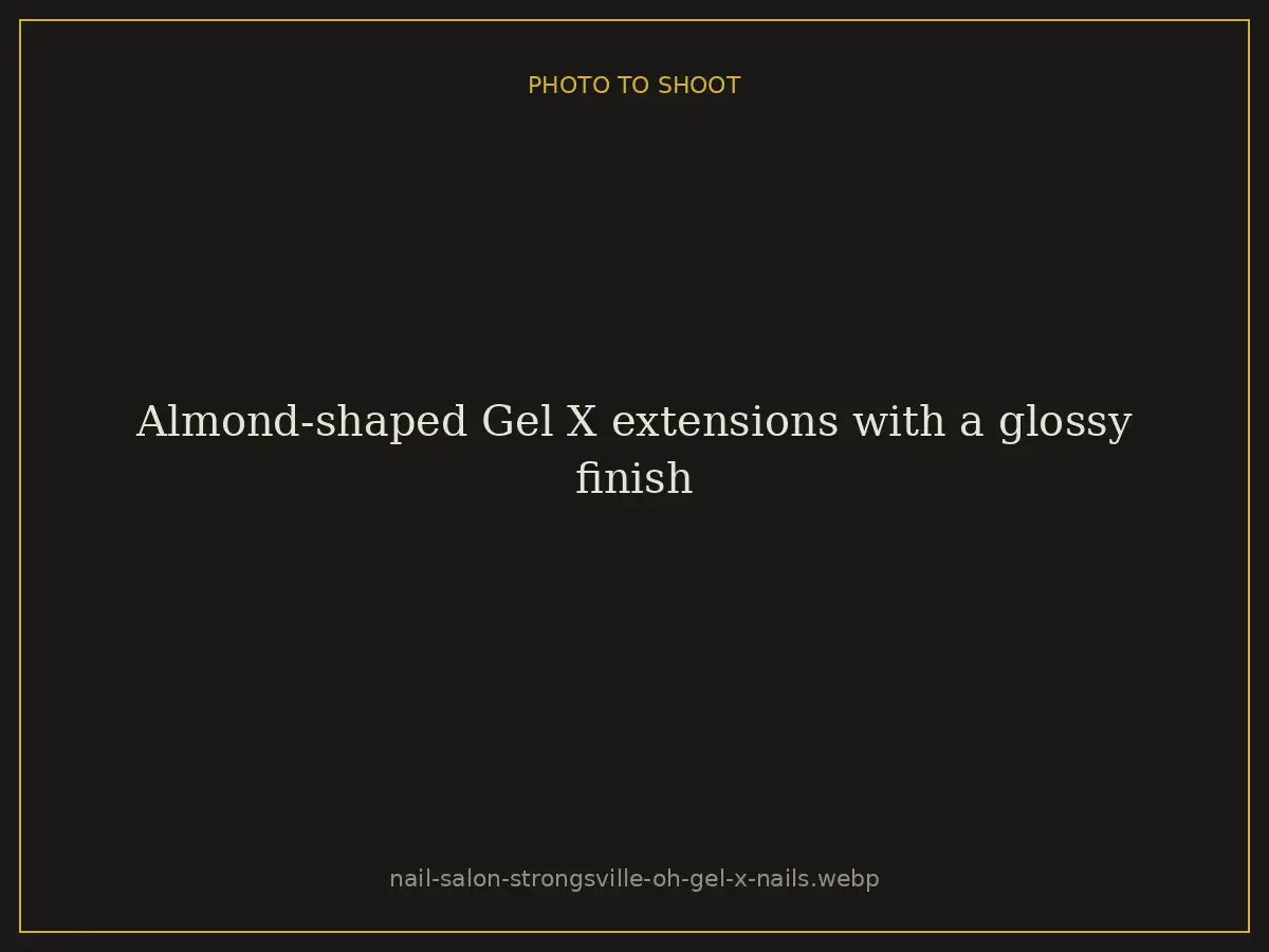 Almond-shaped Gel X extensions with a glossy finish at Brazilian Nails By Danielle in Westlake, Ohio, serving Strongsville