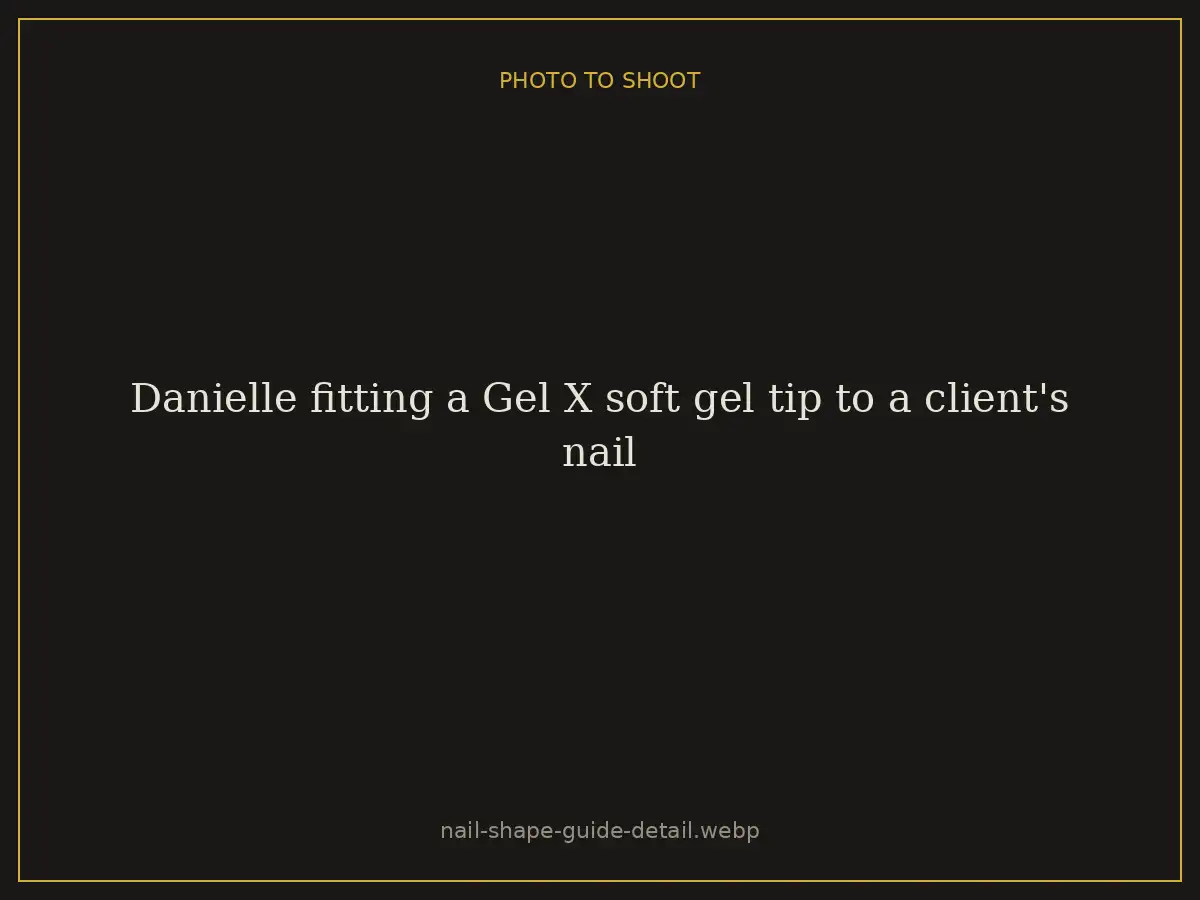 Danielle fitting a Gel X soft gel tip to a client's nail at Brazilian Nails By Danielle in Westlake, Ohio