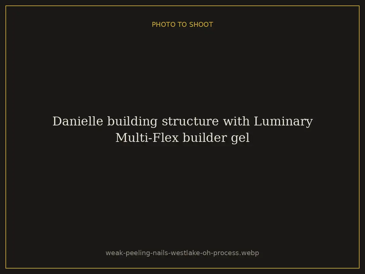 Danielle building structure with Luminary Multi-Flex builder gel at Brazilian Nails By Danielle in Westlake, Ohio