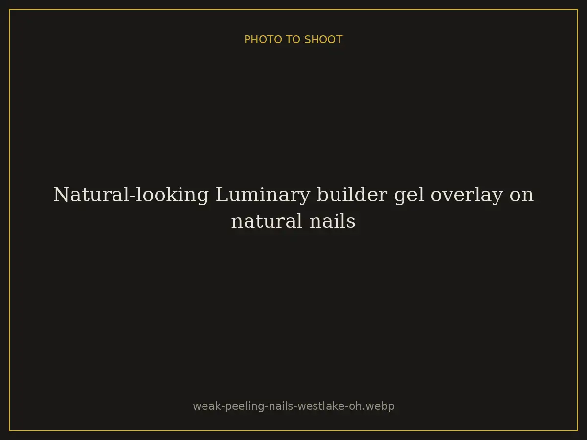 Natural-looking Luminary builder gel overlay on natural nails at Brazilian Nails By Danielle in Westlake, Ohio